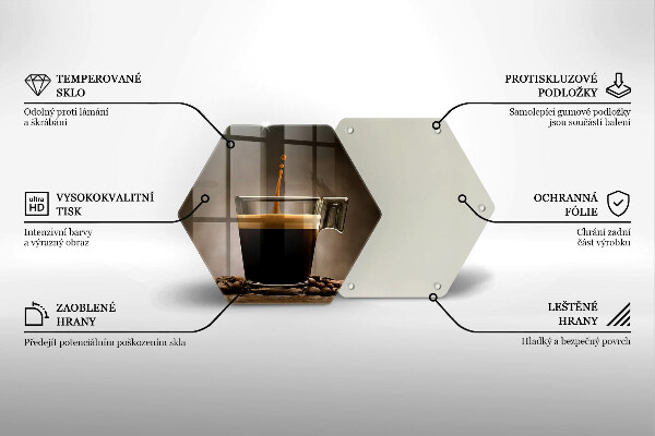 Skärbräda glas sexhörning Glas och kaffebönor