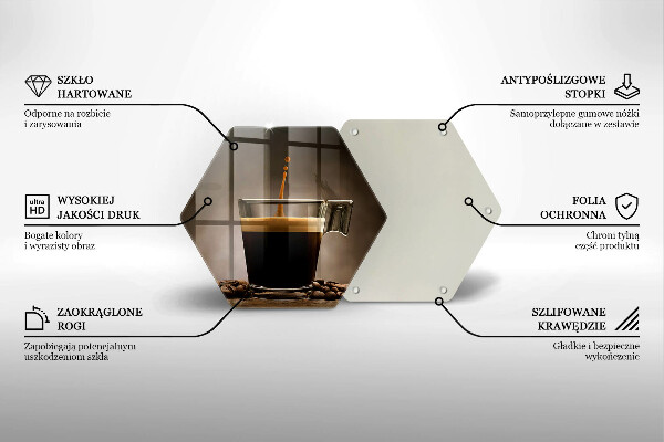 Skärbräda glas sexhörning Glas och kaffebönor