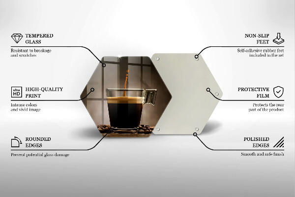 Skärbräda glas sexhörning Glas och kaffebönor