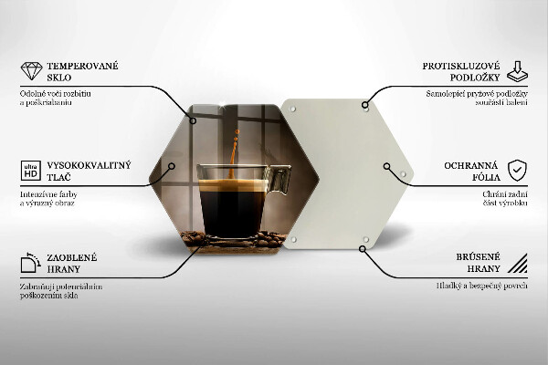 Skärbräda glas sexhörning Glas och kaffebönor