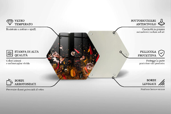 Skärbräda glas sexhörning Heta kryddor