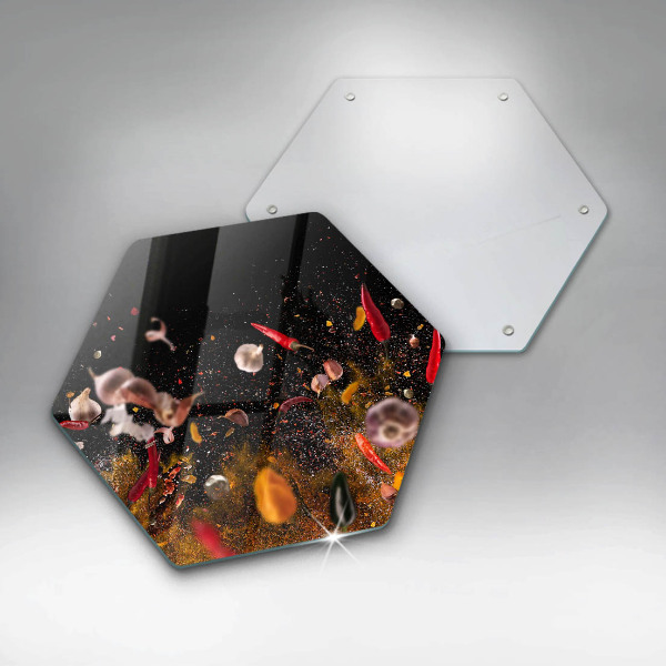 Skärbräda glas sexhörning Heta kryddor