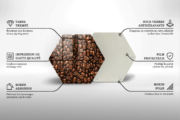 Skärbräda glas sexhörning Kaffebönor