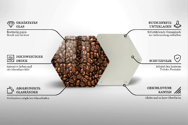 Skärbräda glas sexhörning Kaffebönor