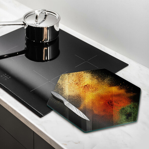 Skärbräda glas sexhörning Färgglada kryddor