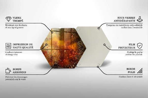 Skärbräda glas sexhörning Färgglada kryddor