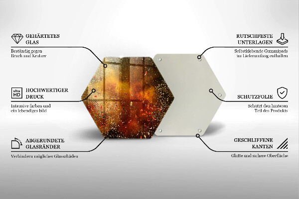 Skärbräda glas sexhörning Färgglada kryddor