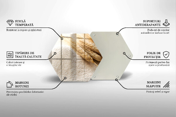 Skärbräda glas sexhörning Mjöl och ax av säd