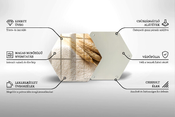 Skärbräda glas sexhörning Mjöl och ax av säd