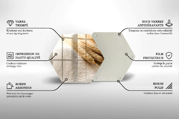 Skärbräda glas sexhörning Mjöl och ax av säd
