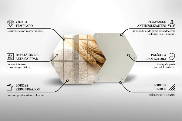 Skärbräda glas sexhörning Mjöl och ax av säd