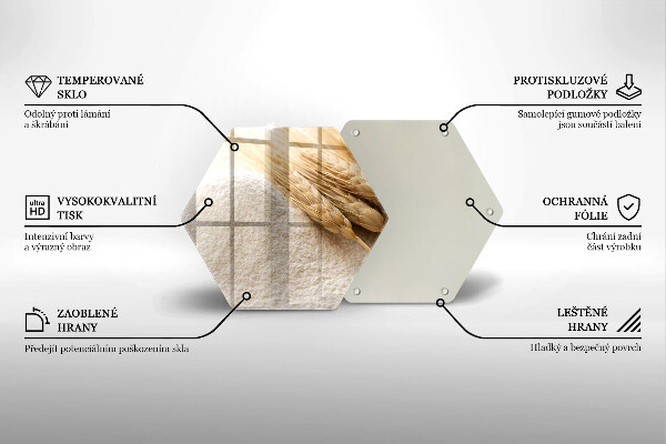 Skärbräda glas sexhörning Mjöl och ax av säd