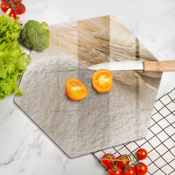 Skärbräda glas sexhörning Mjöl och ax av säd