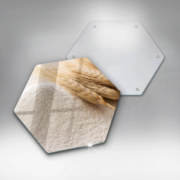 Skärbräda glas sexhörning Mjöl och ax av säd