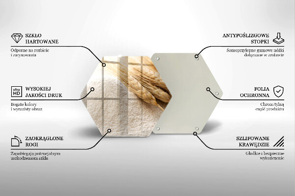 Skärbräda glas sexhörning Mjöl och ax av säd