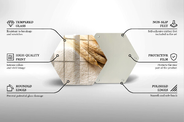 Skärbräda glas sexhörning Mjöl och ax av säd