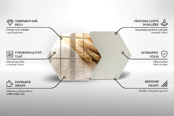 Skärbräda glas sexhörning Mjöl och ax av säd