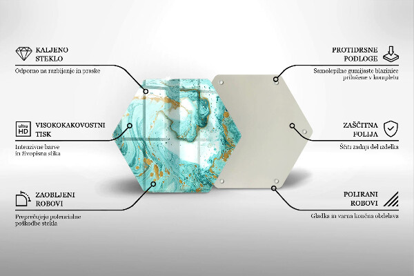Skärbräda glas sexhörning Blå abstraktion