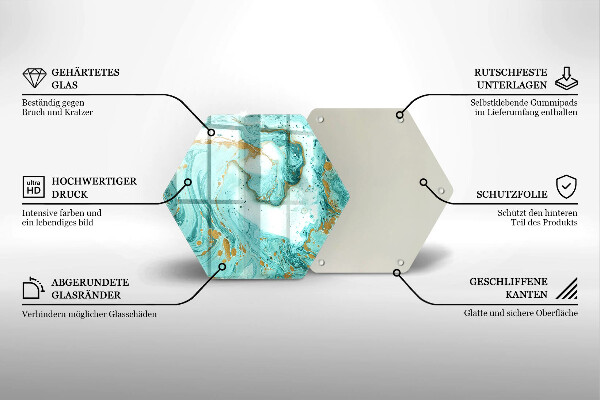 Skärbräda glas sexhörning Blå abstraktion