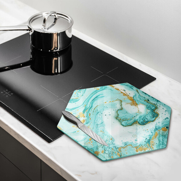 Skärbräda glas sexhörning Blå abstraktion