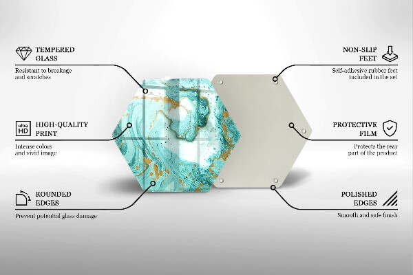 Skärbräda glas sexhörning Blå abstraktion