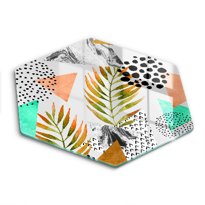 Skärbräda glas sexhörning Boho löv mönster