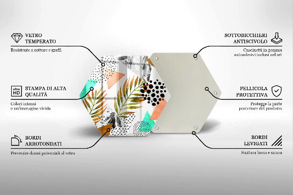 Skärbräda glas sexhörning Boho löv mönster