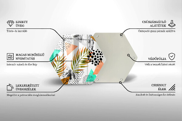 Skärbräda glas sexhörning Boho löv mönster