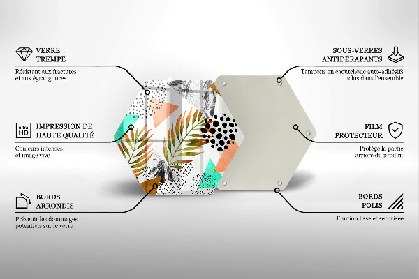 Skärbräda glas sexhörning Boho löv mönster