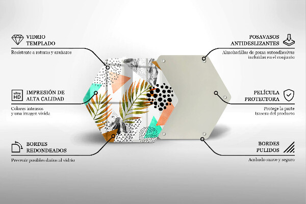 Skärbräda glas sexhörning Boho löv mönster