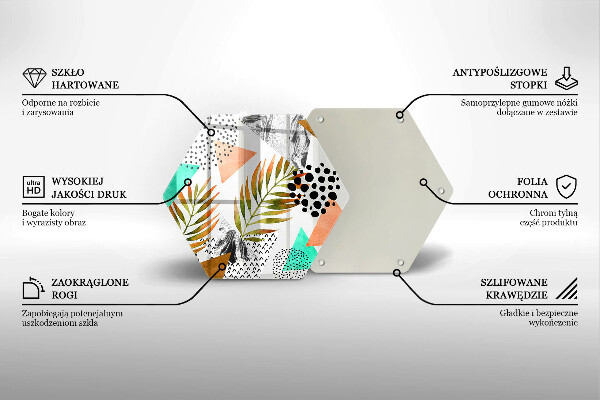 Skärbräda glas sexhörning Boho löv mönster