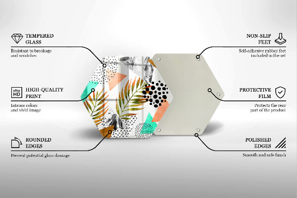 Skärbräda glas sexhörning Boho löv mönster