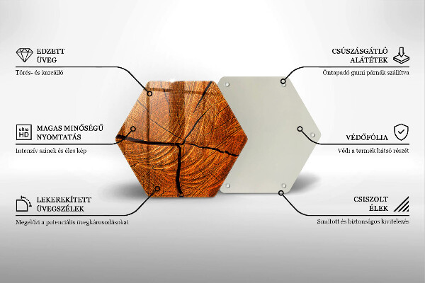 Skärbräda glas sexhörning Trästamstruktur