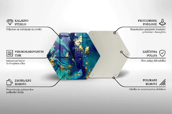 Skärbräda glas sexhörning Abstraktion med guld