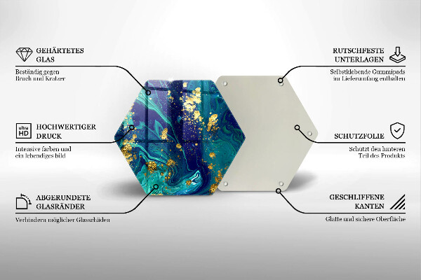 Skärbräda glas sexhörning Abstraktion med guld