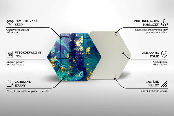 Skärbräda glas sexhörning Abstraktion med guld
