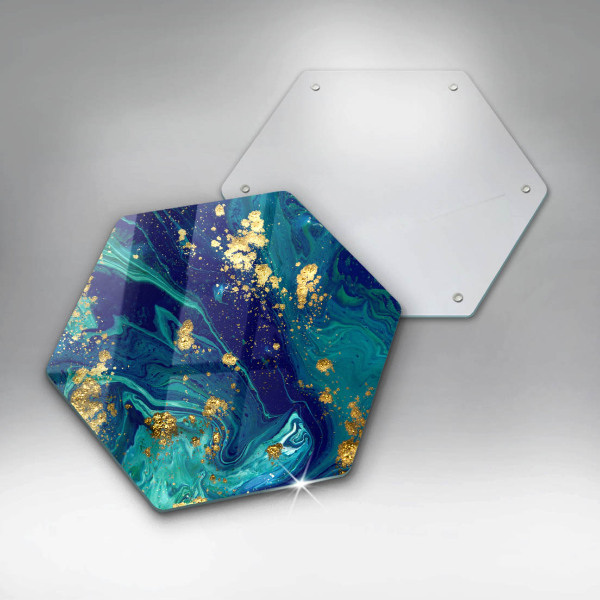 Skärbräda glas sexhörning Abstraktion med guld