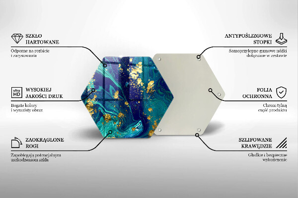 Skärbräda glas sexhörning Abstraktion med guld