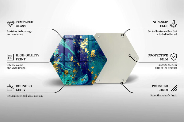 Skärbräda glas sexhörning Abstraktion med guld
