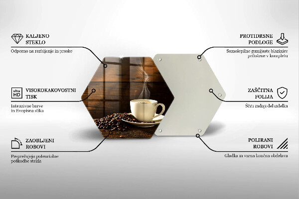 Skärbräda glas sexhörning Kaffekopp i trä