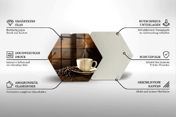 Skärbräda glas sexhörning Kaffekopp i trä