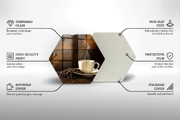 Skärbräda glas sexhörning Kaffekopp i trä