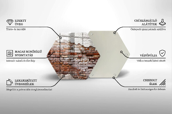 Skärbräda glas sexhörning Gammal tegel- och betongvägg