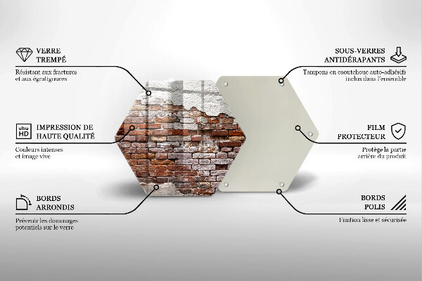 Skärbräda glas sexhörning Gammal tegel- och betongvägg