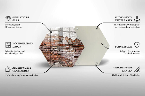 Skärbräda glas sexhörning Gammal tegel- och betongvägg