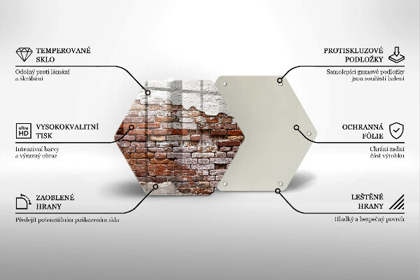 Skärbräda glas sexhörning Gammal tegel- och betongvägg