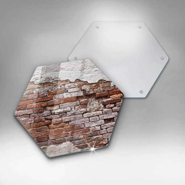 Skärbräda glas sexhörning Gammal tegel- och betongvägg