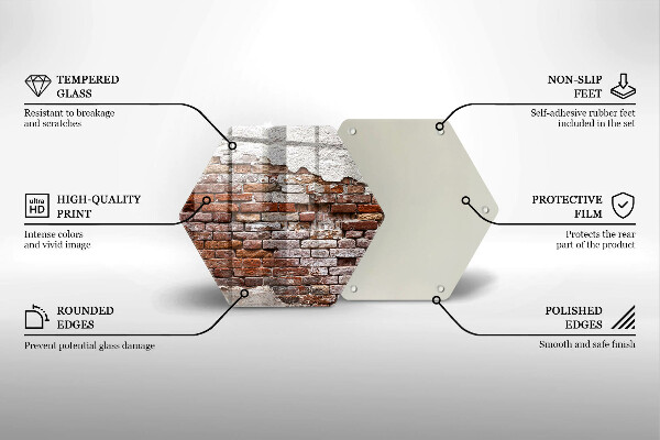 Skärbräda glas sexhörning Gammal tegel- och betongvägg