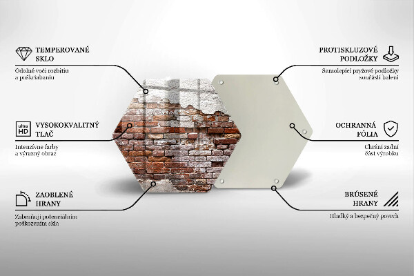 Skärbräda glas sexhörning Gammal tegel- och betongvägg