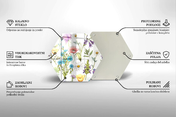Skärbräda glas sexhörning Blommor illustration